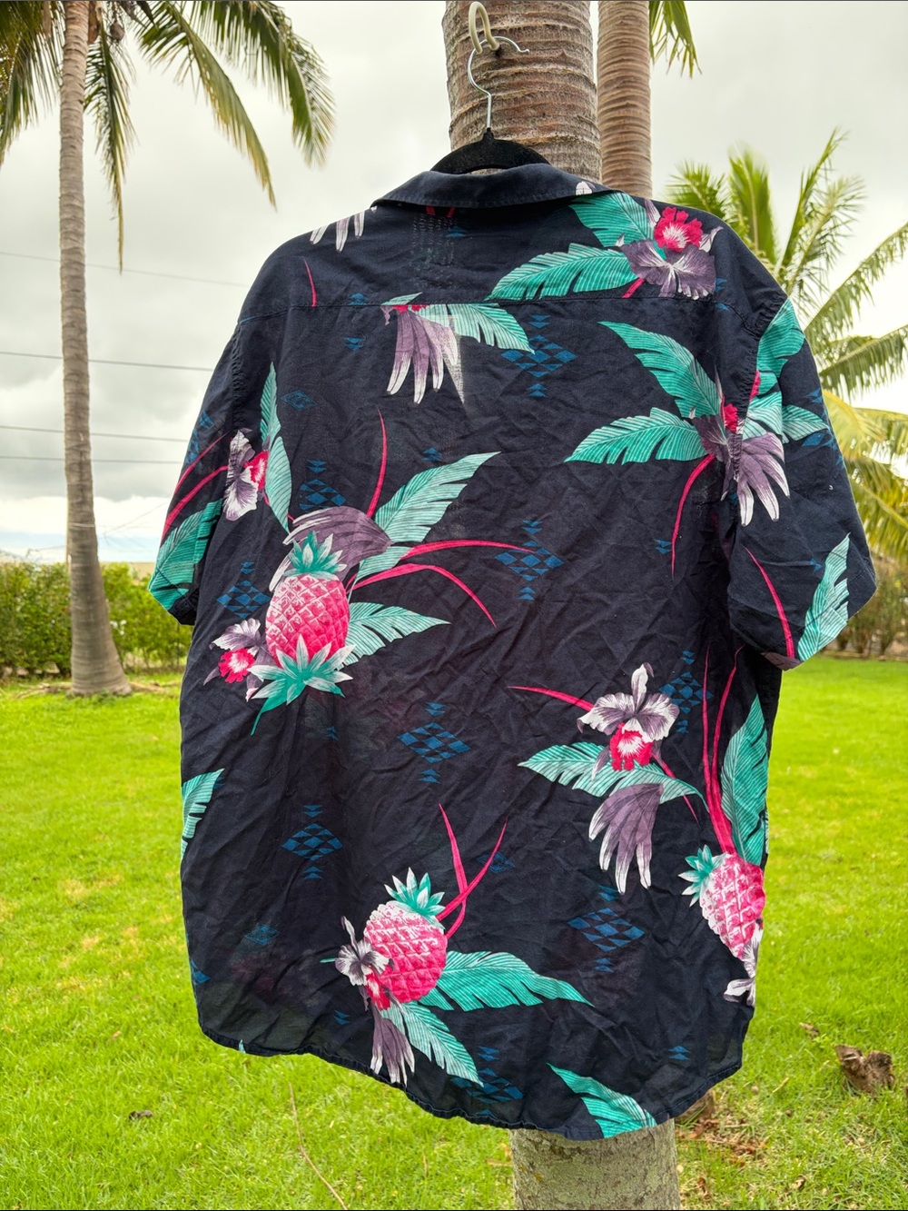 Billabong Navy Shirt with Pink Pineapple & Teal Leaf Print - Picture 5 of 5